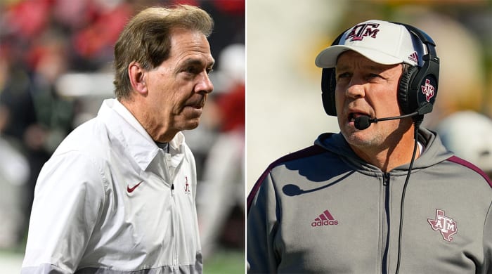 Alabama coach Nick Saban and Texas A&M coach Jimbo Fisher.